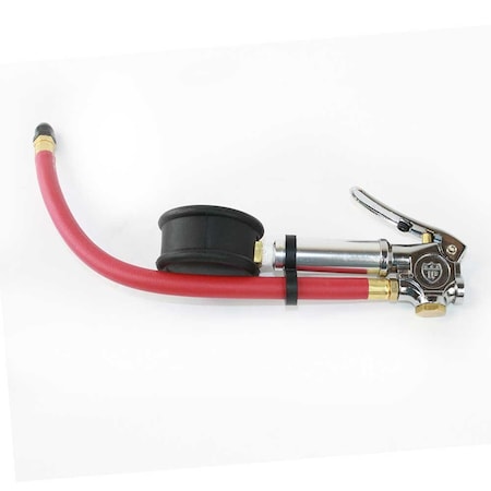 Interstate Pneumatics Heavy Duty Dial Inflator 5-160 PSI w/ 12 Inch Rubber Hose Whipend & Straight-In Tapered Chuck TF7146